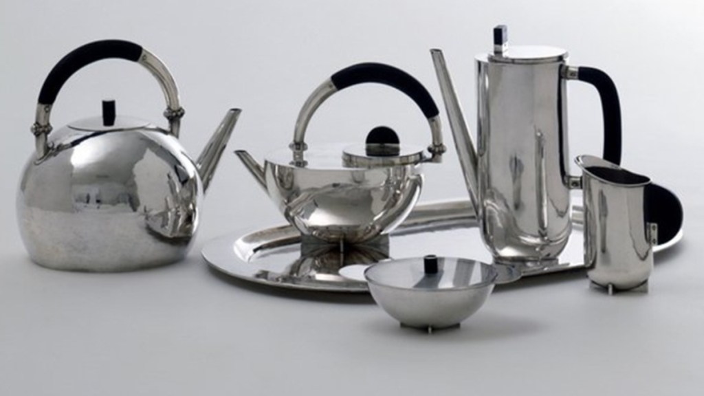 Marianne Brandt’s Bauhaus-designed silver and ebony coffee and tea set, featuring geometric modernist forms.
