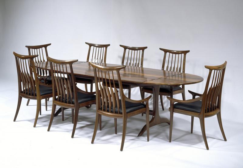 Sam Maloof, Drop-leaf Dining Table with Wood Hinges, 1975, Brazilian rosewood, Smithsonian American Art Museum