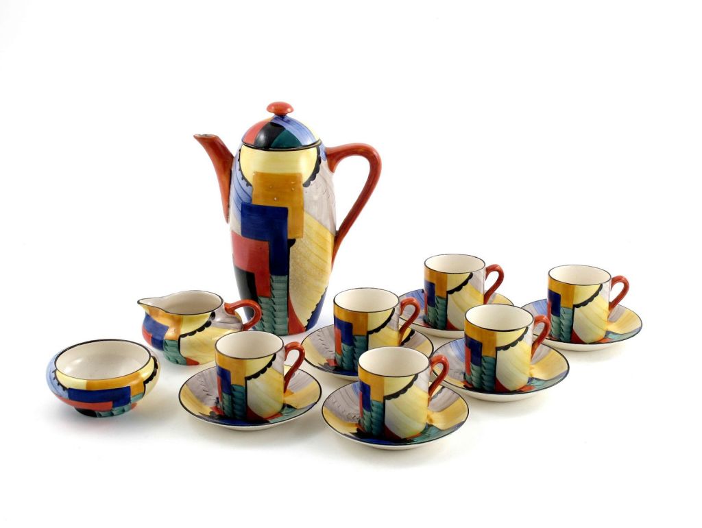 Cubist' a gray's pottery coffee set for six designed by Susie Cooper
