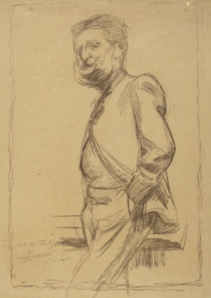 Albert Besnard (French, 1849–1934), Portrait of Frantz Jourdain, 1905. Black chalk on thin tan paper,