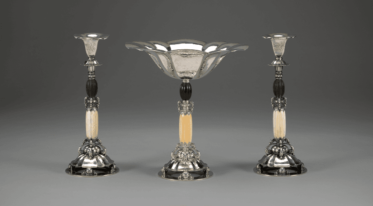 Console set in Sterling silver and ivory, designed by Erik Magnussen