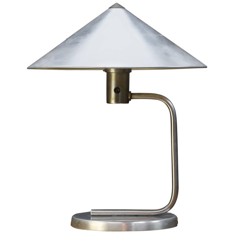 Machine Age Table Lamp in polished aluminium designed by Kurt Versen (1930s)