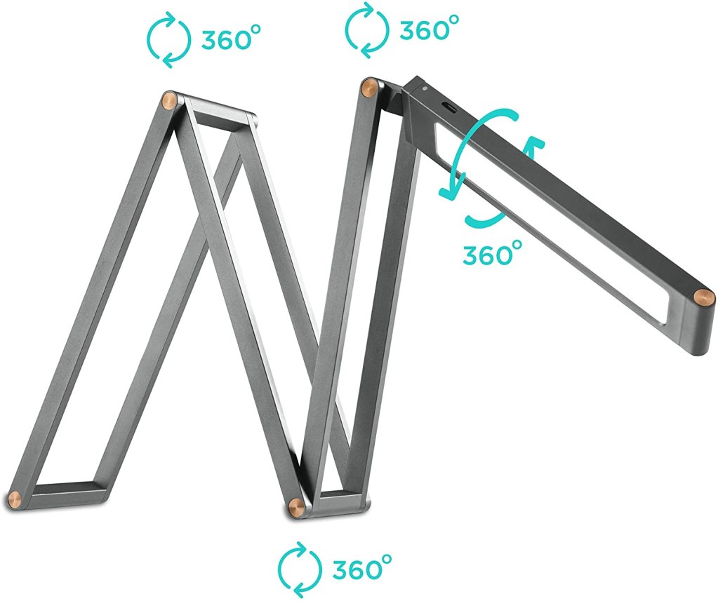 ONKRON LED Desk Lamp Foldable with USB Charging Port Rechargeable Portable Table Lamp D4A Grey