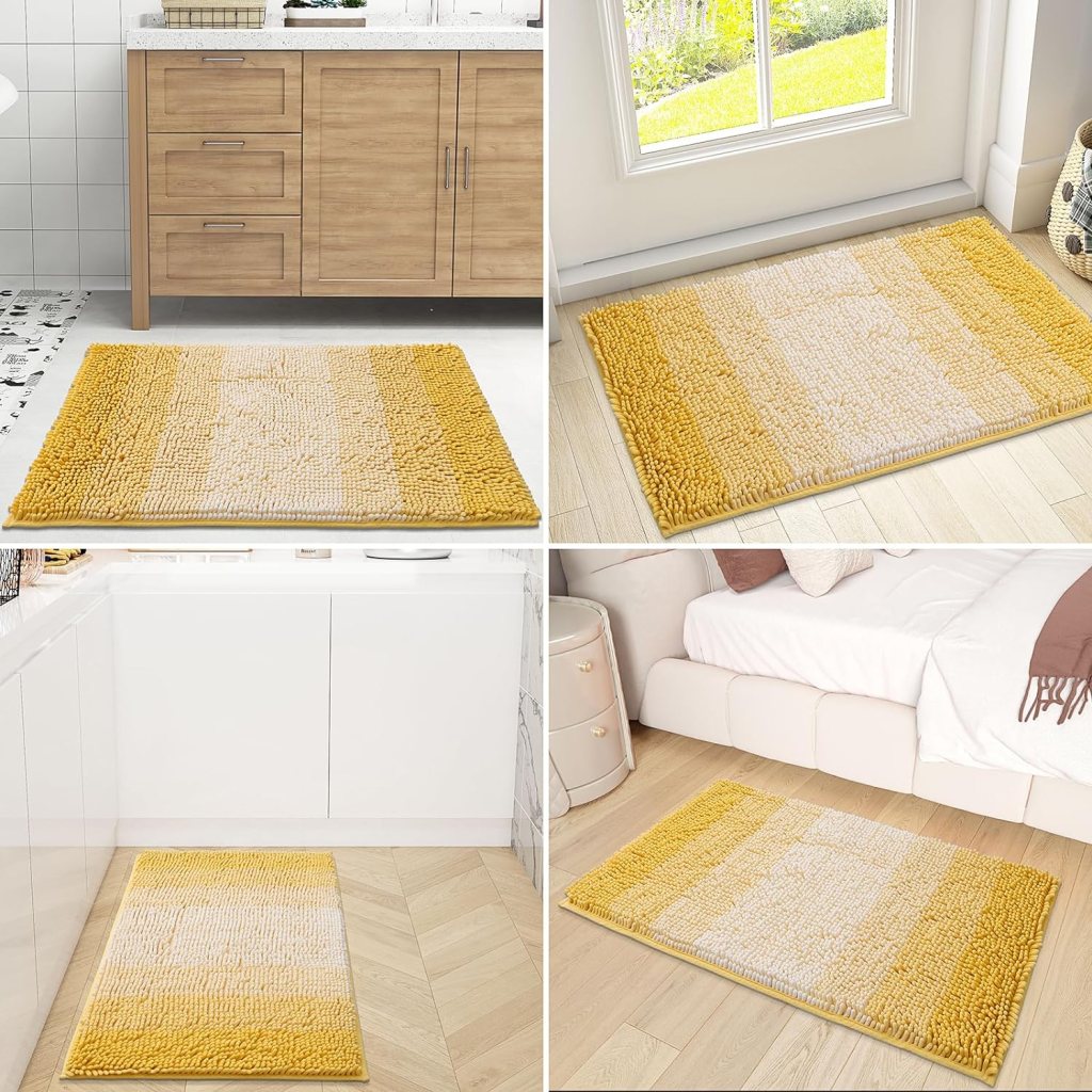 OLANLY Bathroom Rug, Extra Soft Chenille Thick Absorbent Shaggy Mat