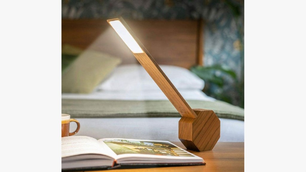 Gingko Octagon One Plus Portable Alarm Desk Light- Walnut