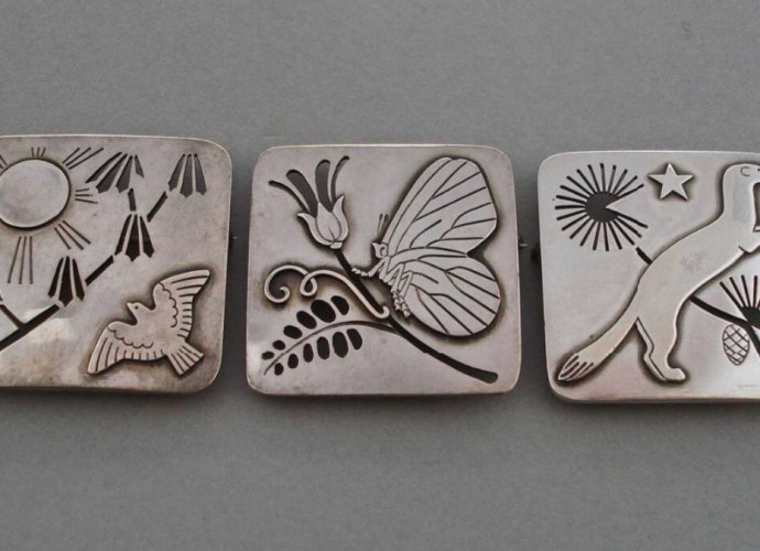 Set of three silver brooches by Arno Malinowski