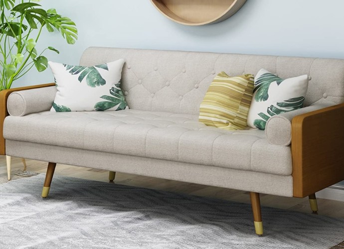 Christopher Knight Home Aidan Mid Century Modern Tufted Fabric Sofa