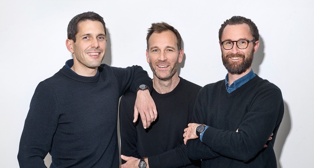 Portrait of BIG-GAME founders Augustin Scott de Martinville, Elric Petit, and Grégoire Jeanmonod, Swiss-based designers known for their simple, functional, and optimistic design philosophy.