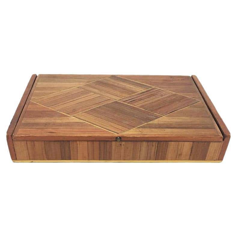 Jean Michel Frank Large Straw French Marquetry Box, 1930s