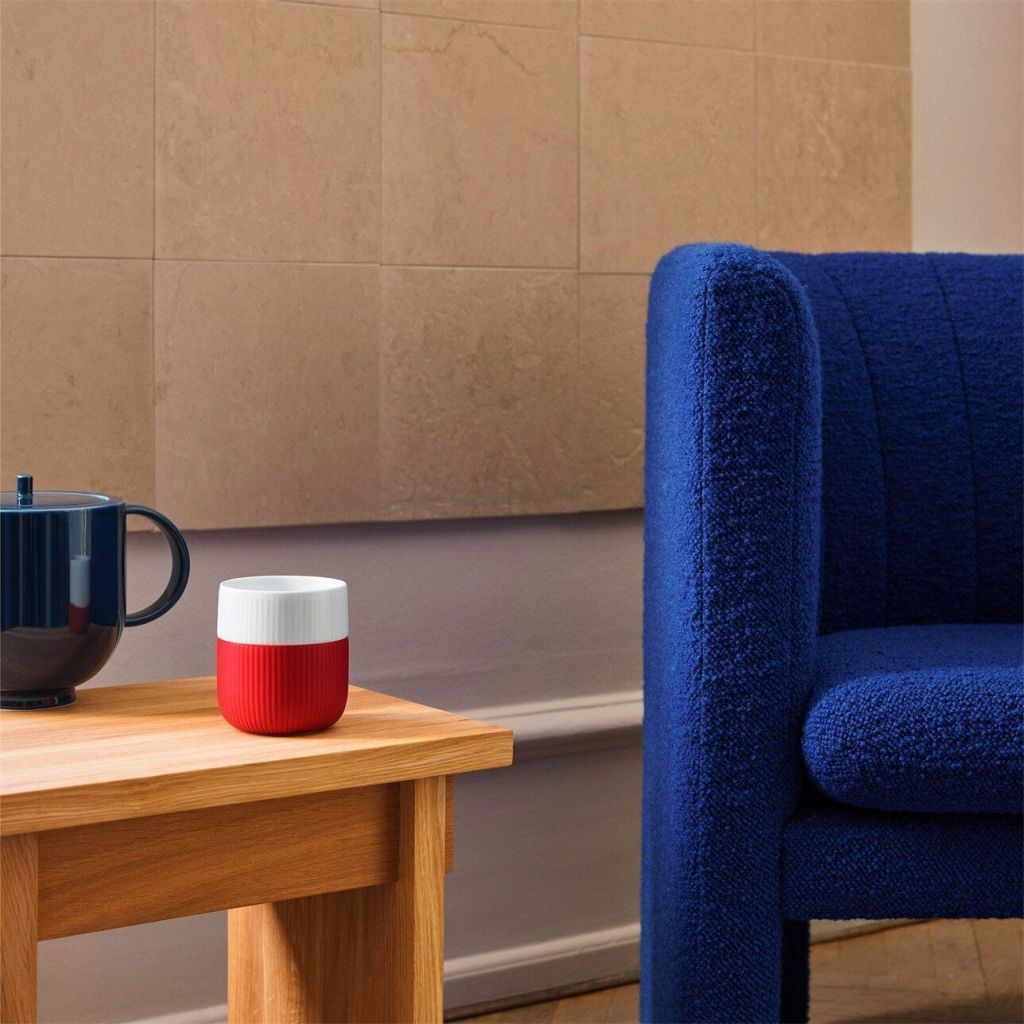 The Fluted Contrast Mug in Crimson