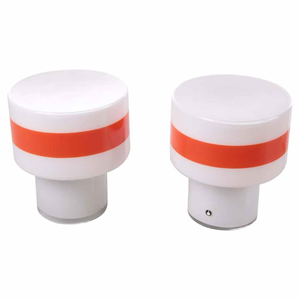 Set of 2 White Glass Table Lamps by Pukeberg Sweden, 1960s