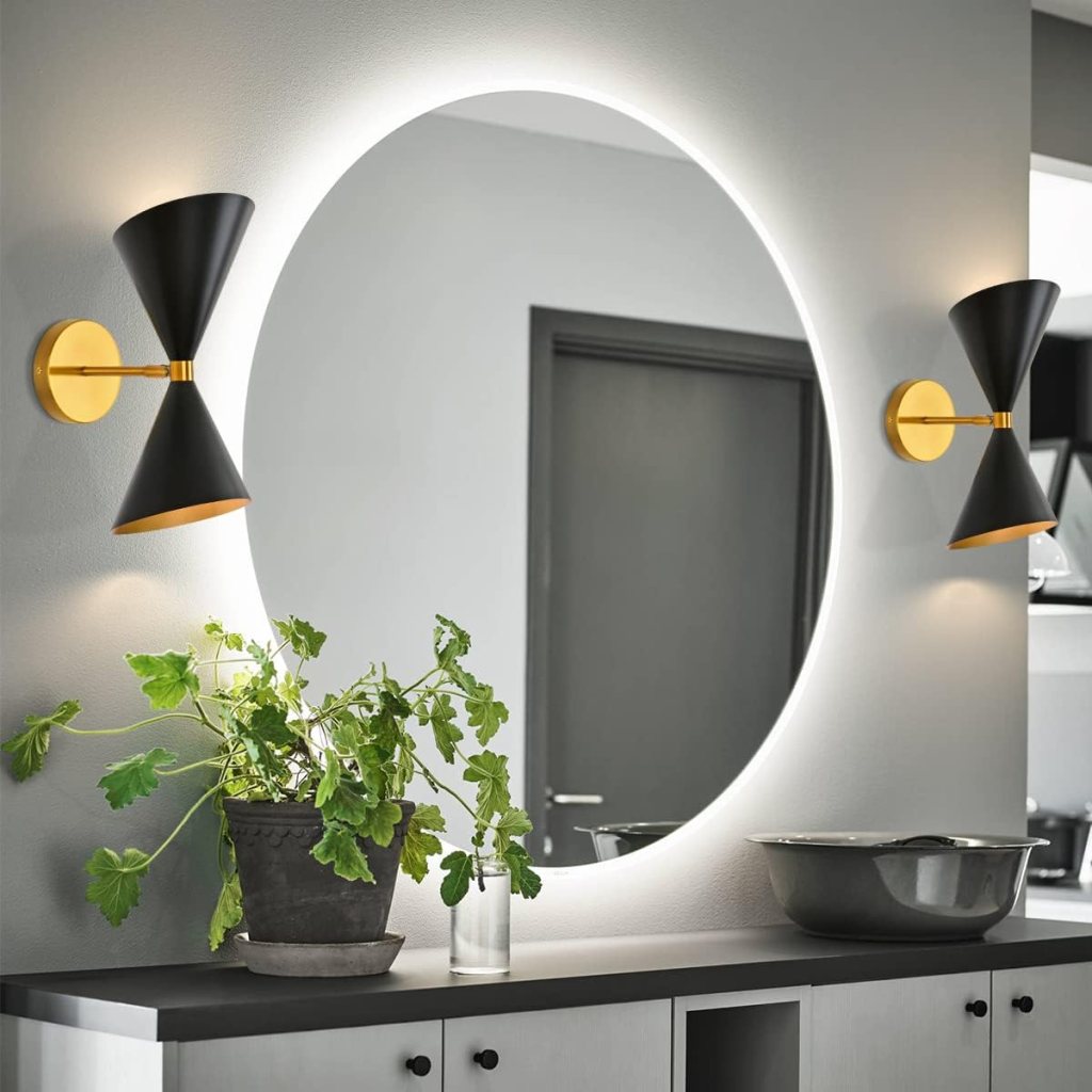 Merbotin Black Sconce Wall Lighting,2-Light Mid Century Modern Wall Sconce