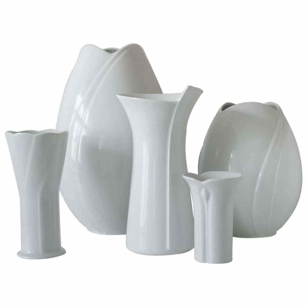 Set of Five German White Porcelain Vases by Arzberg Bavaria, 1960s