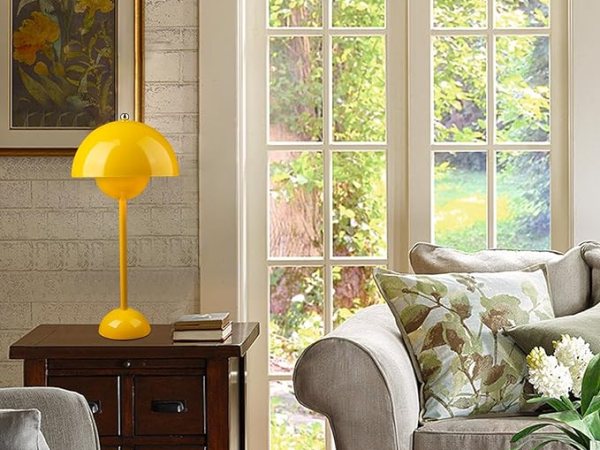 Illuminate Your Space with Elegance: Soutas Modern Mushroom Table Lamp Yellow