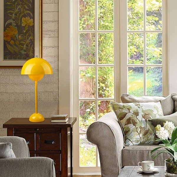Illuminate Your Space with Elegance: Soutas Modern Mushroom Table Lamp Yellow