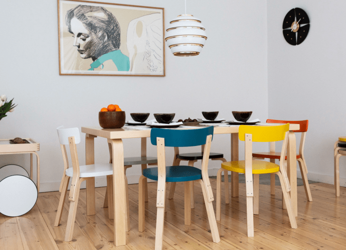 Colourful Configuration of Chair 69 by Alvar Aalto