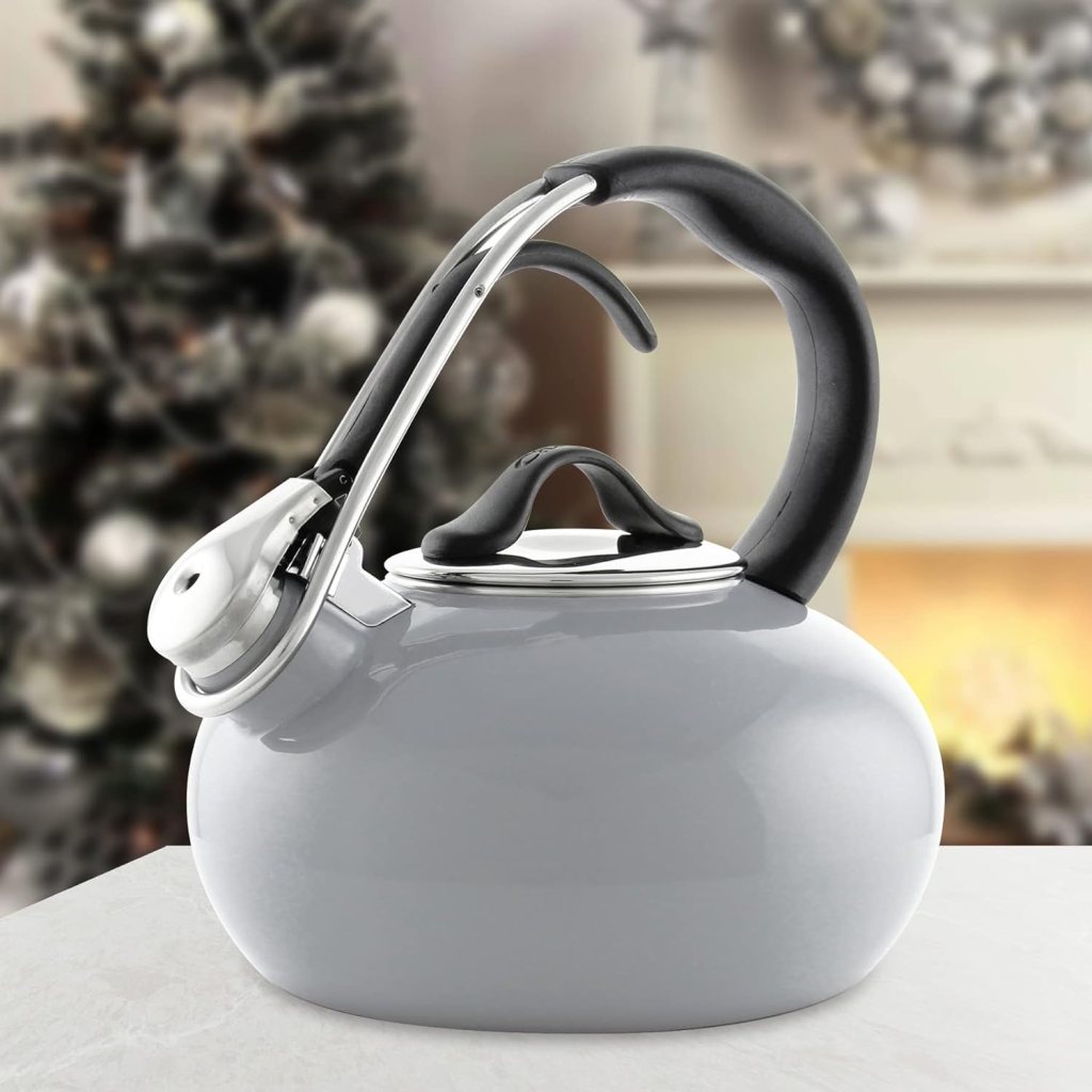 Chantal Classic Loop Enamel on Steel Whistling Tea Kettle, 1.8 quart (Fog Grey)