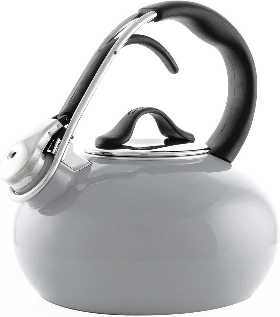 Chantal Classic Loop Enamel on Steel Whistling Tea Kettle, 1.8 quart (Fog Grey)
