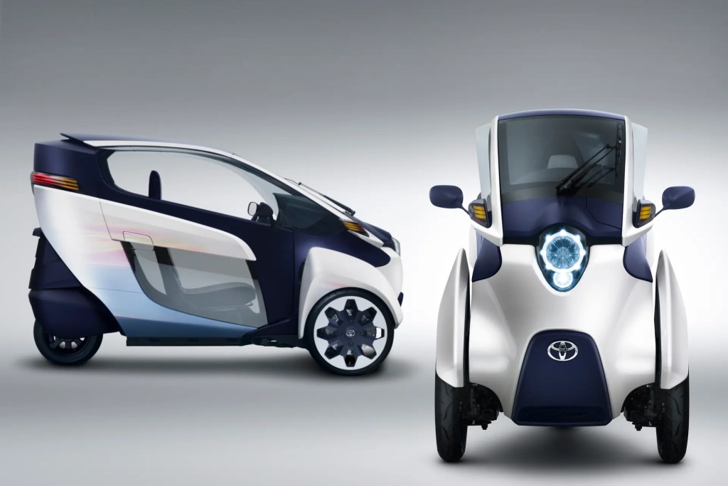 Toyota's i-ROAD is a fully-enclosed, two-seater, three-wheeled, fully-electric, Personal Mobility Vehicle (PMV)