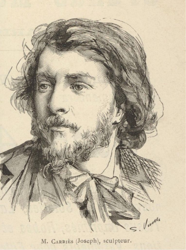 Portrait of French sculptor Jean Joseph Carriès, head and shoulders,