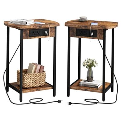 SOOWERY End Tables with Charging Station