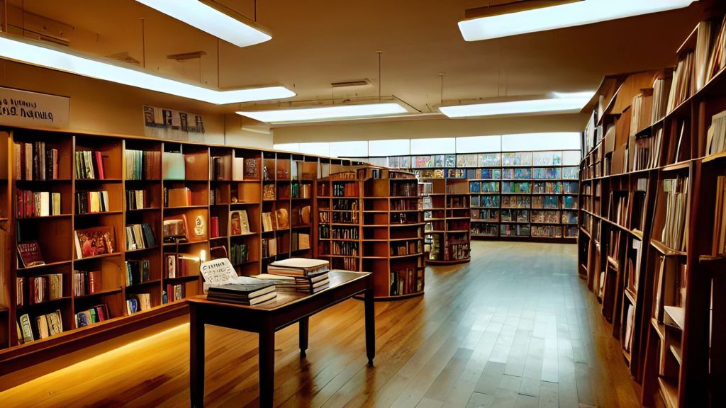 Library Book Store with cooler Lighting