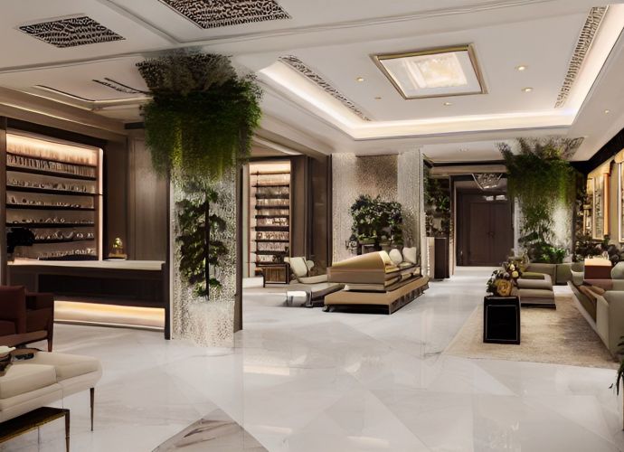 Spa with warm lighting