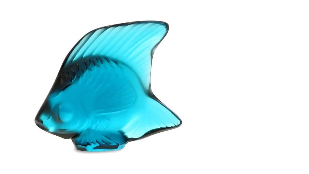Lalique Crystal Turquoise Fish Sculpture