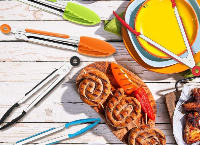 Mudder 7 Inch Mini Serving Kitchen Tongs with Silicone Tips