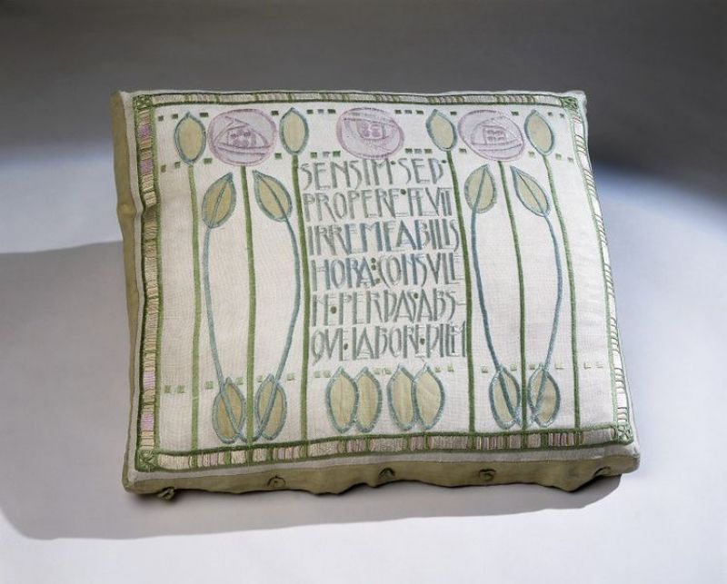 Cushion cover designed and embroidered by Jessie Newbery, c. 1900.Copyright Victoria and Albert Museum, London, acc. no. T.69-1953.