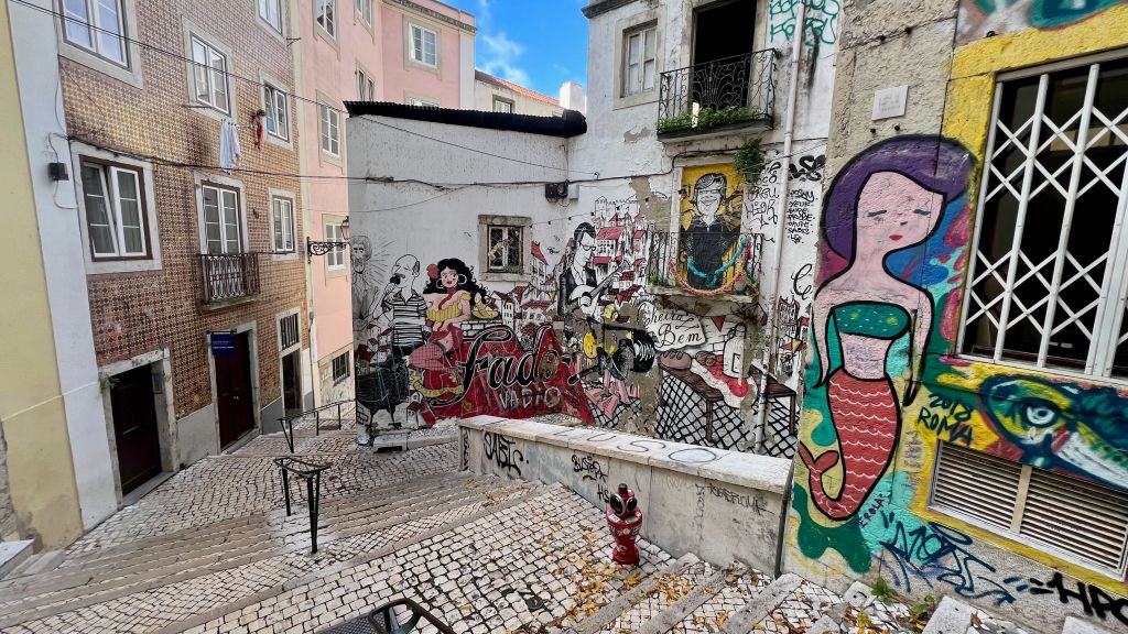 Street Art Mural Santa Justa area of Lisbon