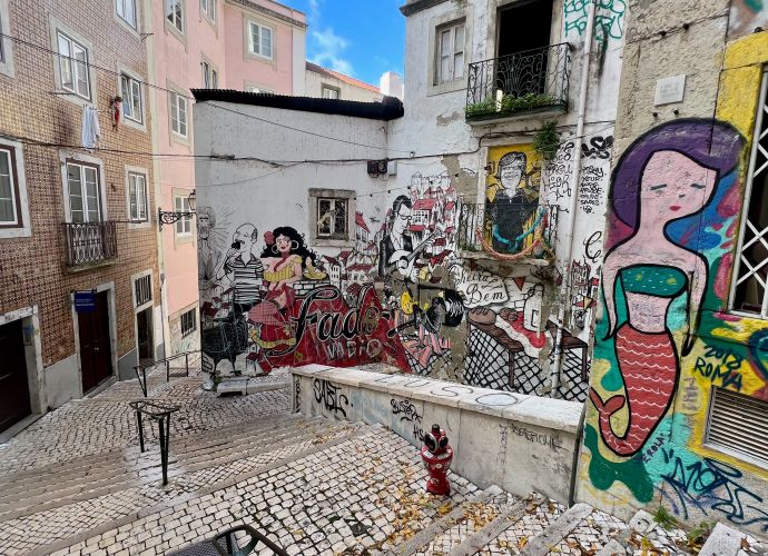 Street Art Mural Santa Justa area of Lisbon
