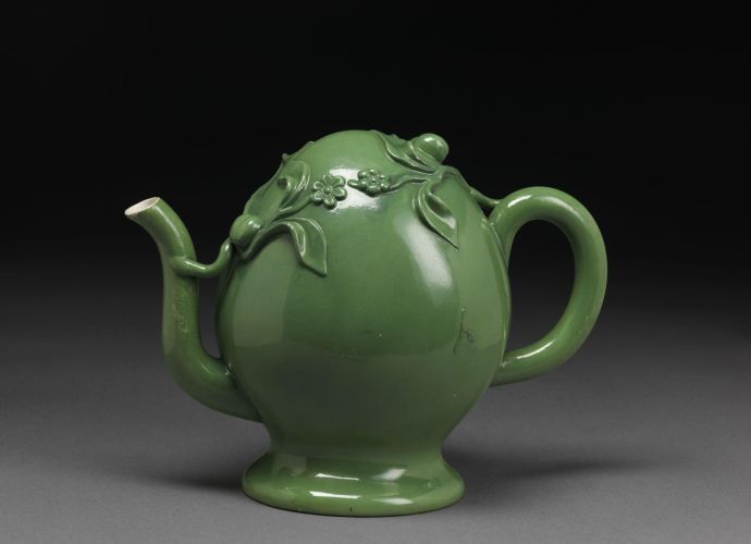 'Cadogan' shape teapot, lead-glazed earthenware, made at the Rockingham Works, Swinton, ca. 1810-1830