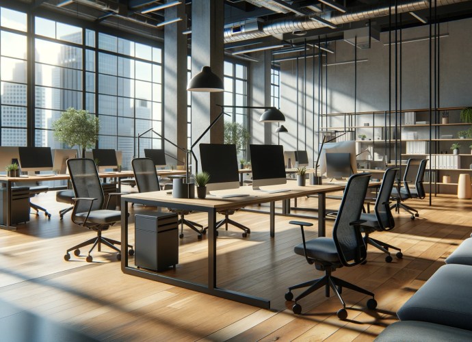 Office with modern ergonomic furniture