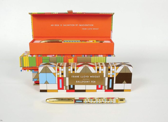 Galison Frank Lloyd Wright Tree of Life Boxed Pen – Includes One Black Ink Ballpoint Pen and Hinged Gift Box