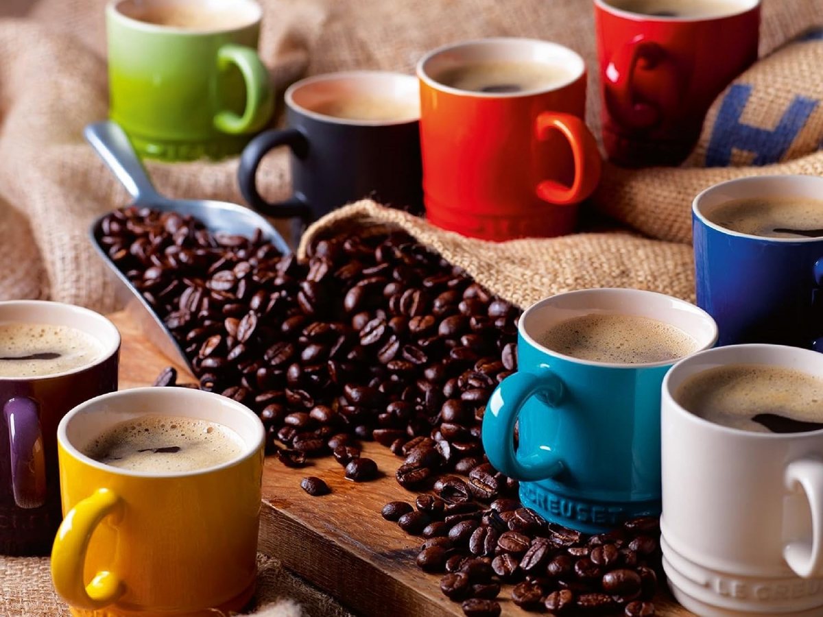 Le Creuset Stoneware Set of 6 London Mugs, 12 oz. Each, Multi-Color