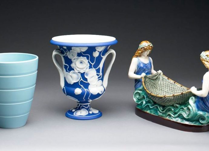 Wedgwood pieces (left to right): c. 1930, c. 1950, 1885
