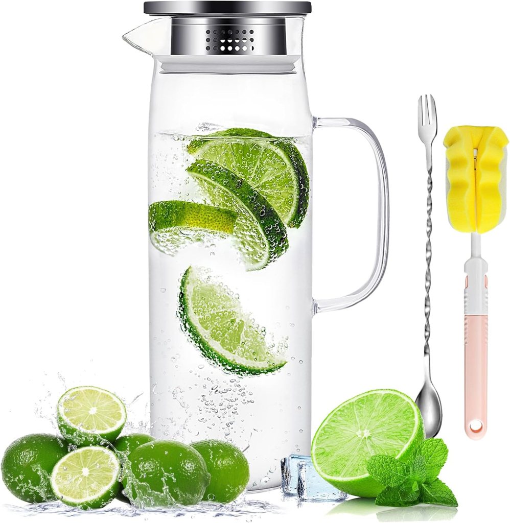 Glass Pitcher with Lid 