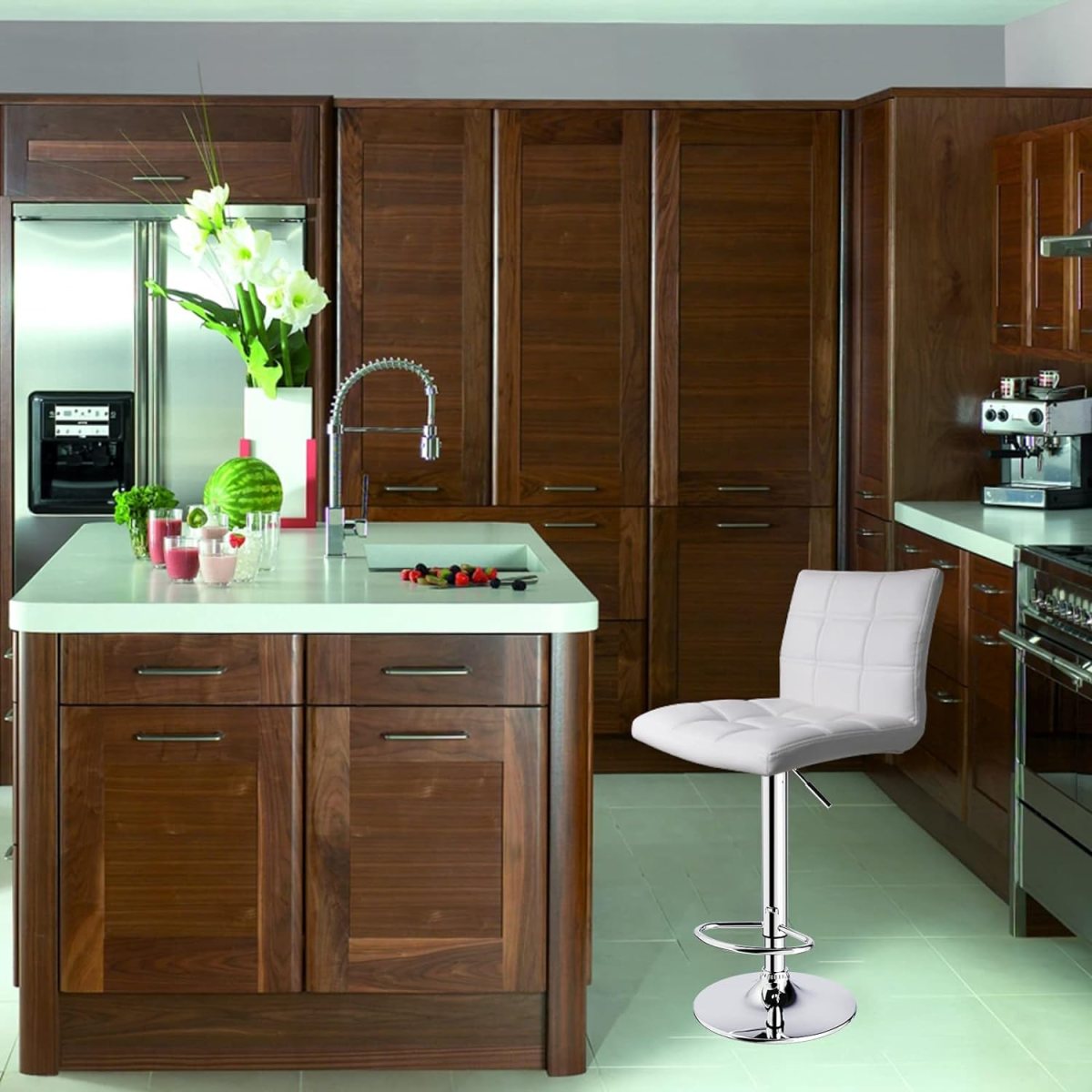 Introducing the Leopard Modern Square PU Leather Adjustable Bar Stools