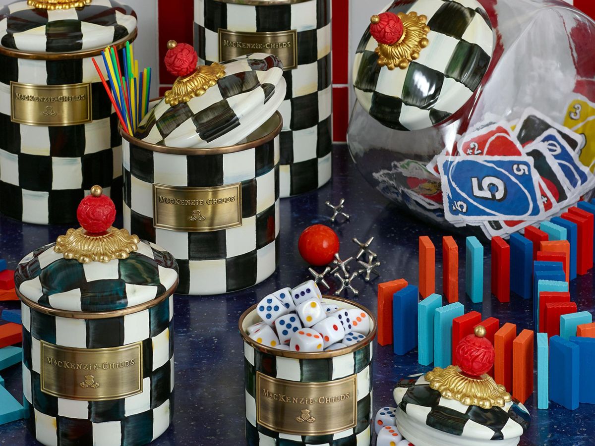 Embrace Elegance in Your Kitchen: The MacKenzie-Childs Medium Courtly Check Canister