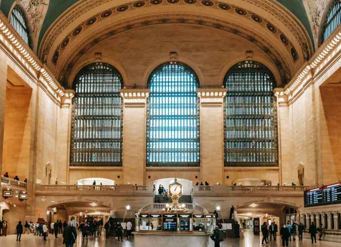 public railway station with classic interior