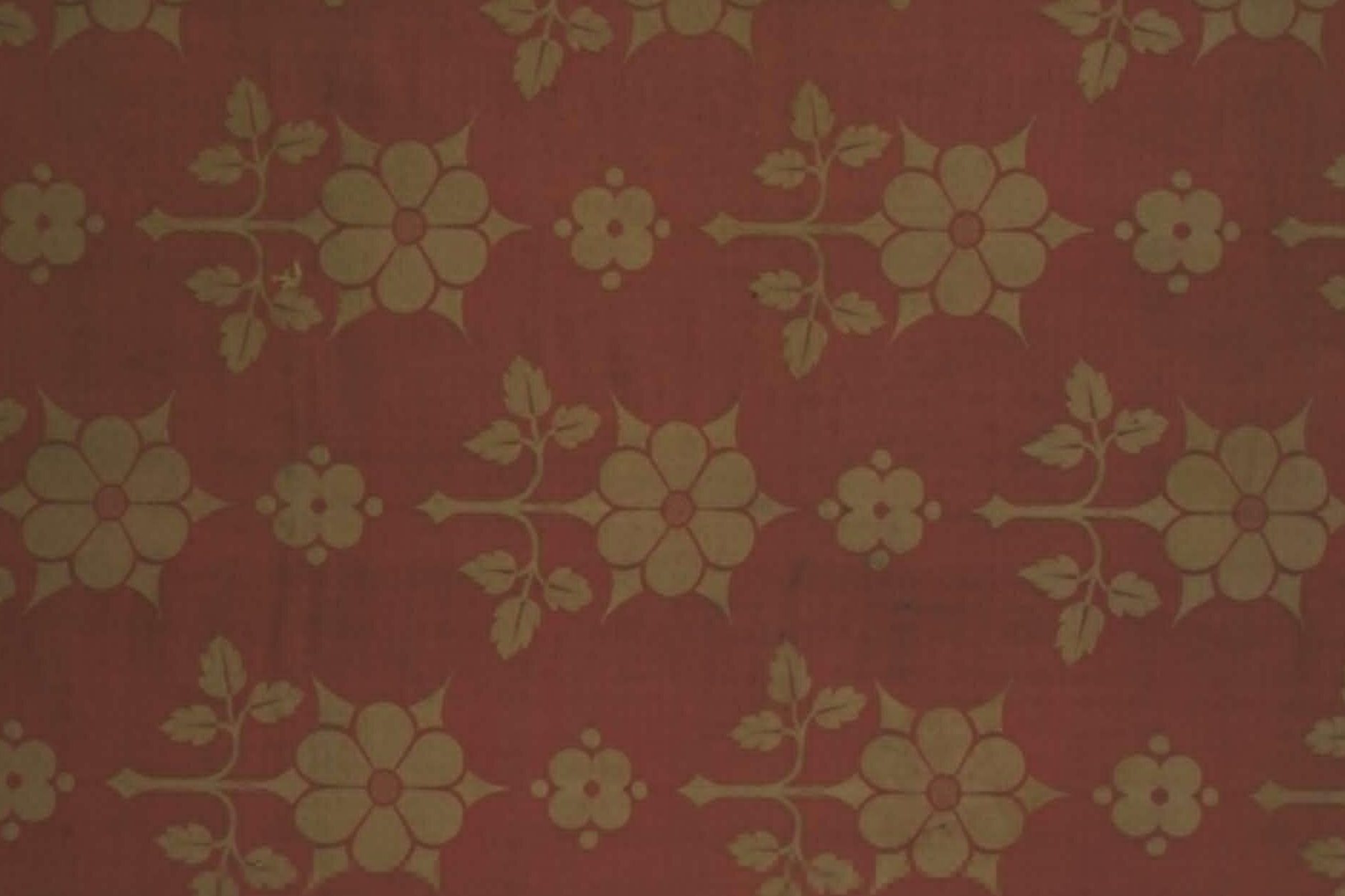 Furnishing fabric of wool and cotton damask, designed by Augustus Pugin, made by Frederick Crace & Son, England, 1851