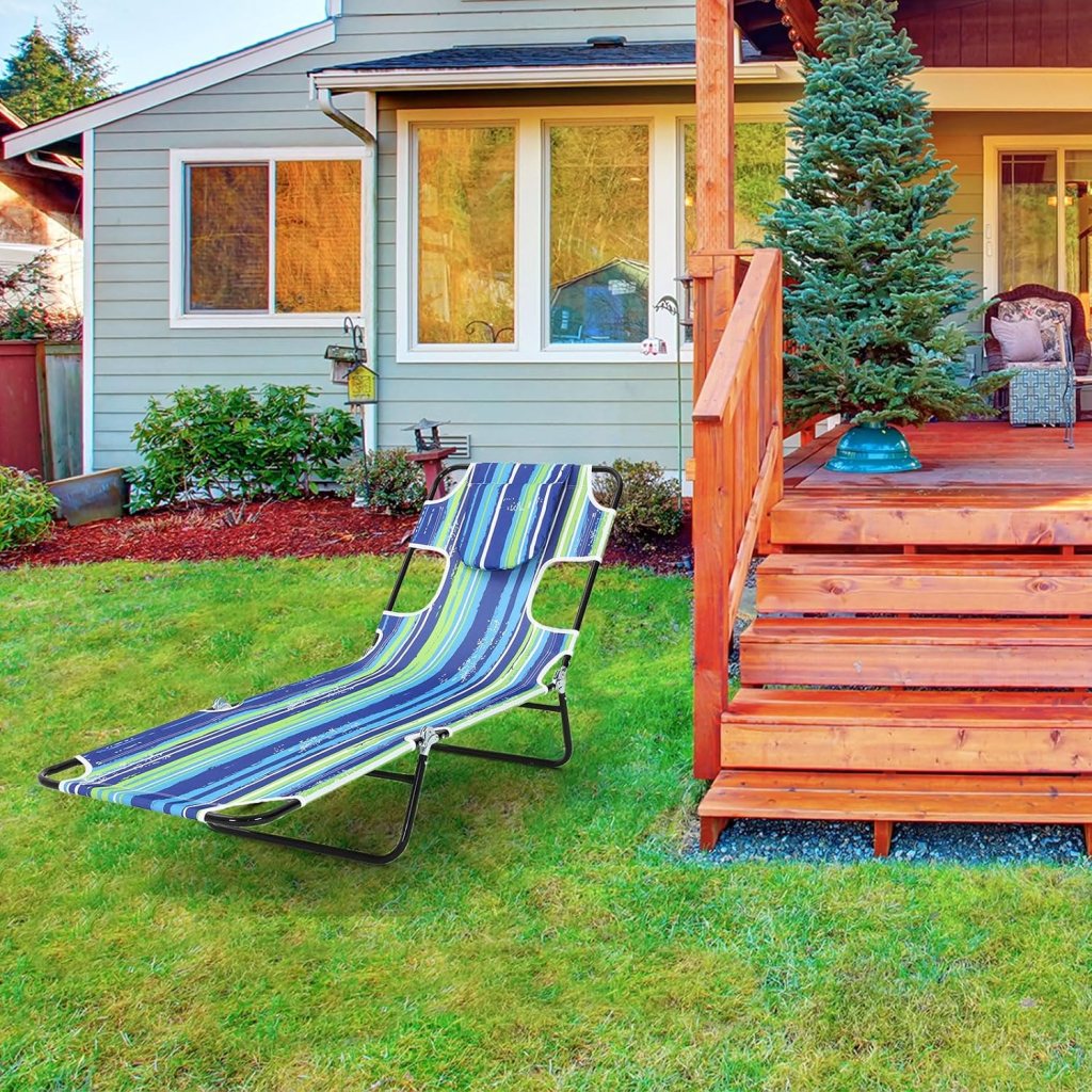 4-Pack Face Hole Beach Chair Chaise Lounge