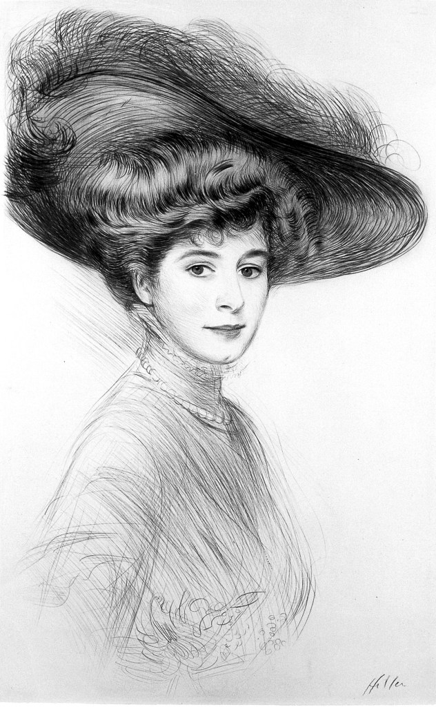 Gwendoline Maud Syrie Barnardo (later Wellcome, later Maugham). Drypoint by Paul-César Helleu.