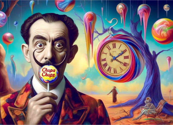 Salvador Dali with a chupa chup