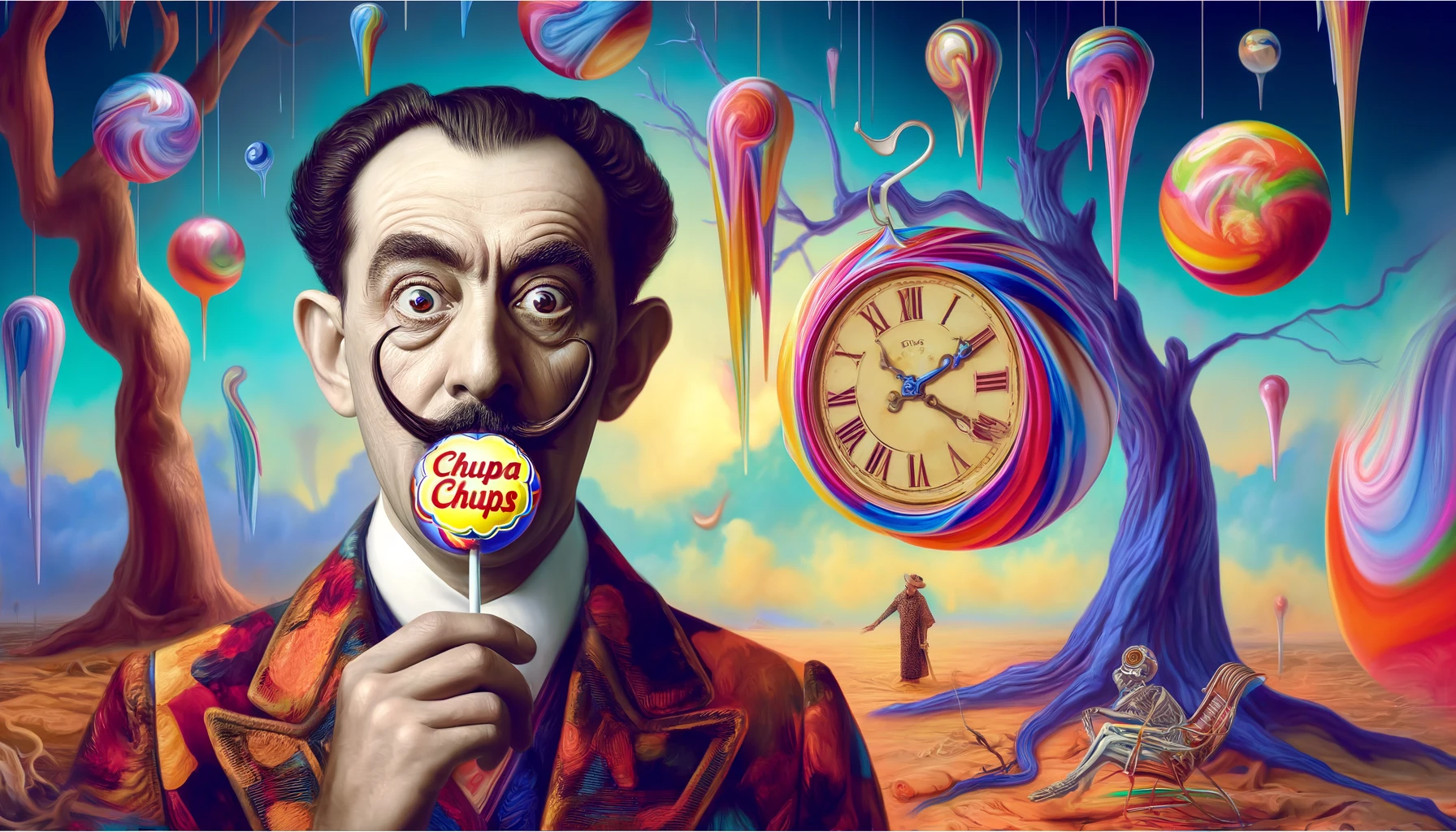 Salvador Dali with a chupa chup