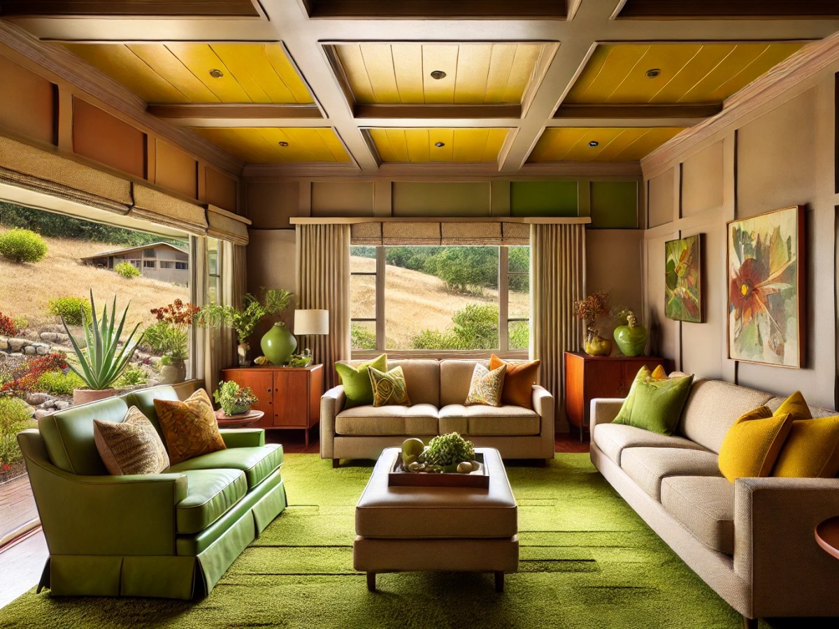 1951 Ranch Living Room Recreated with AI from Old Newspaper Description