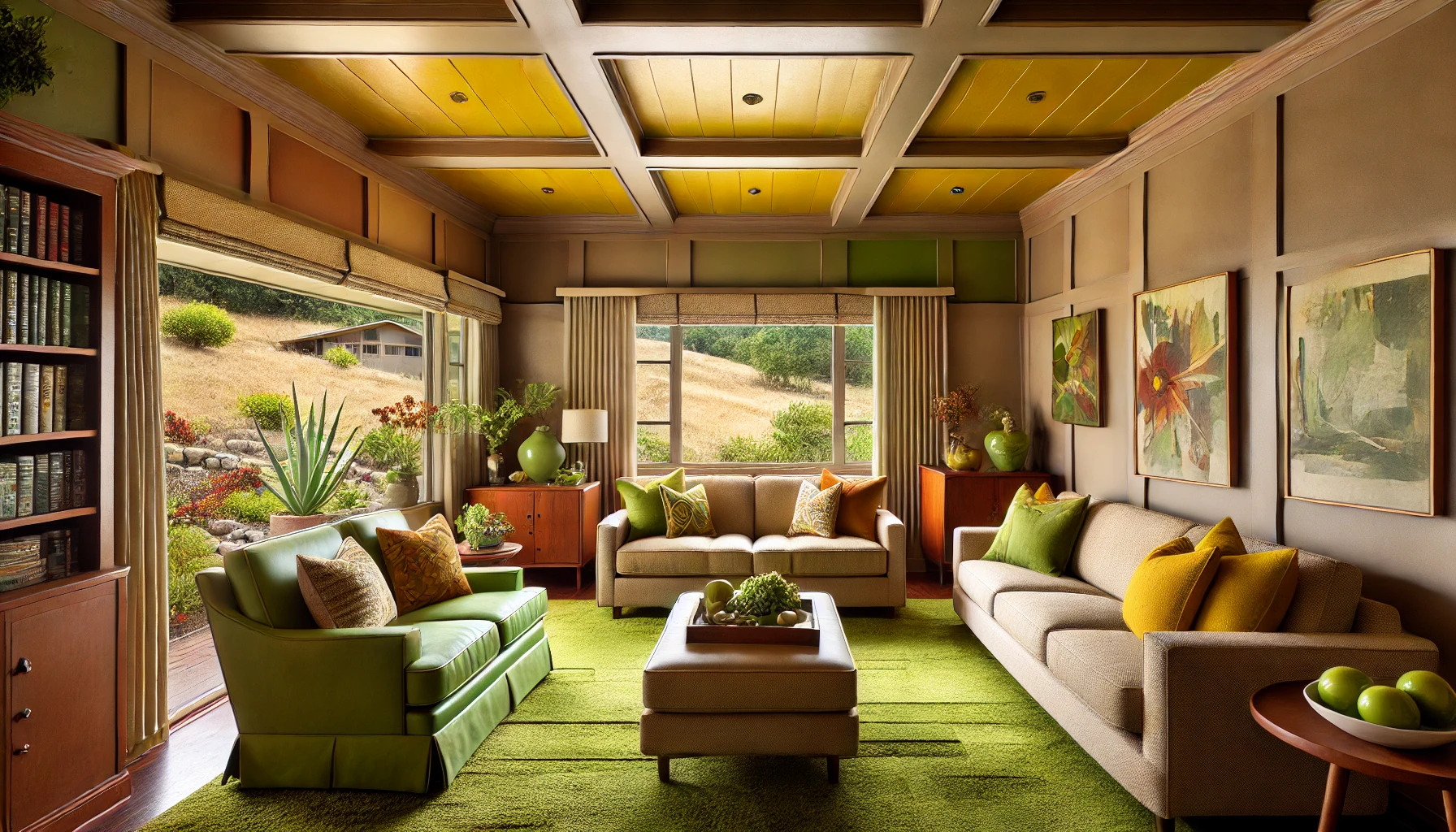 1951 Ranch Living Room Recreated with AI from Old Newspaper Description