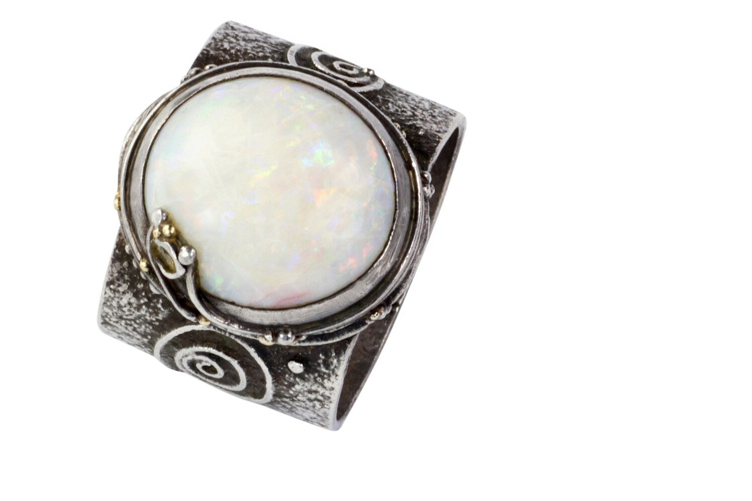 Gerda Flöckinger Opal, Diamond and Sterling Silver Ring