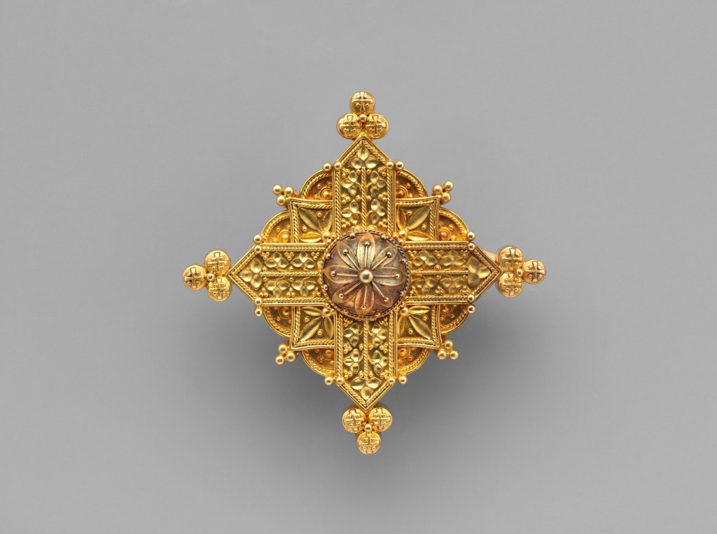 Pendant brooch in the the form of Gothic Cross designed by Carlo Guiliano